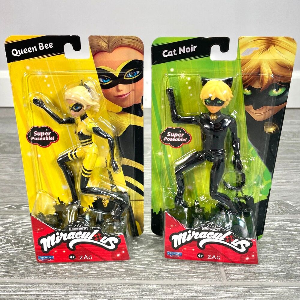 Zagtoon Miraculous Ladybug Cat Noir and Queen Bee Action Figures ZAG Heroez NEW!